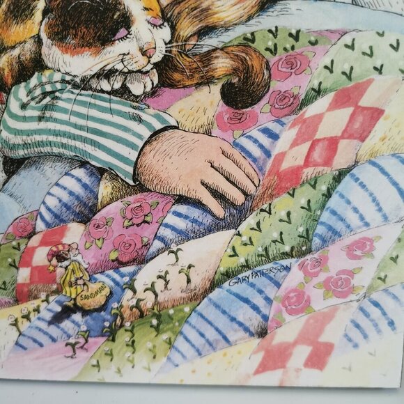 Sleeping Cat Gary Patterson Plaque Art Print Sandman Bedtime Cat Nap Calico - Picture 3 of 7